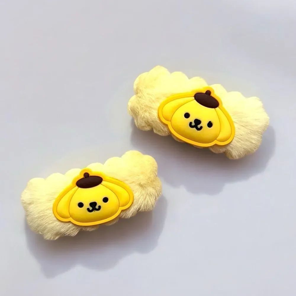 🤯5/$25🤯 Pompompurin Yellow Furry Hair Clips Set Of 2